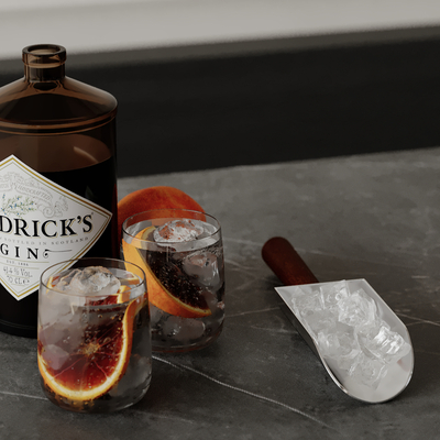  水杯 酒杯酒水 柠檬水 冰块 铲冰刀 饮料su模型 