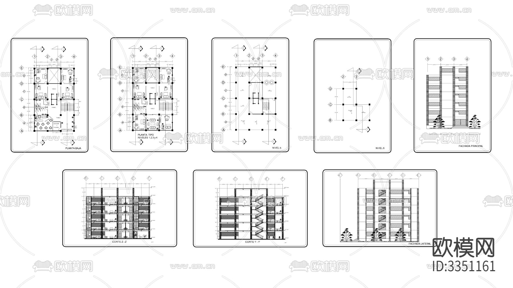 办公楼建筑cad平面图下载
