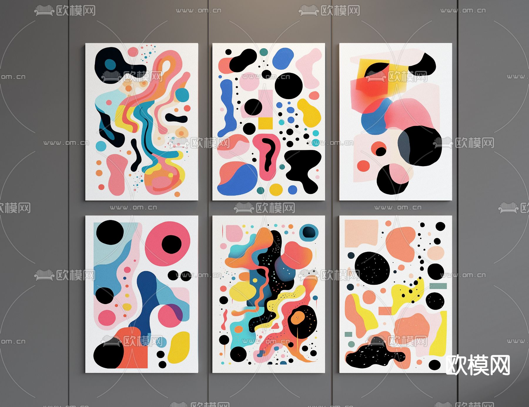 抽象挂画 装饰挂画 肌理挂画 创意挂画su模型下载（渲染图1）