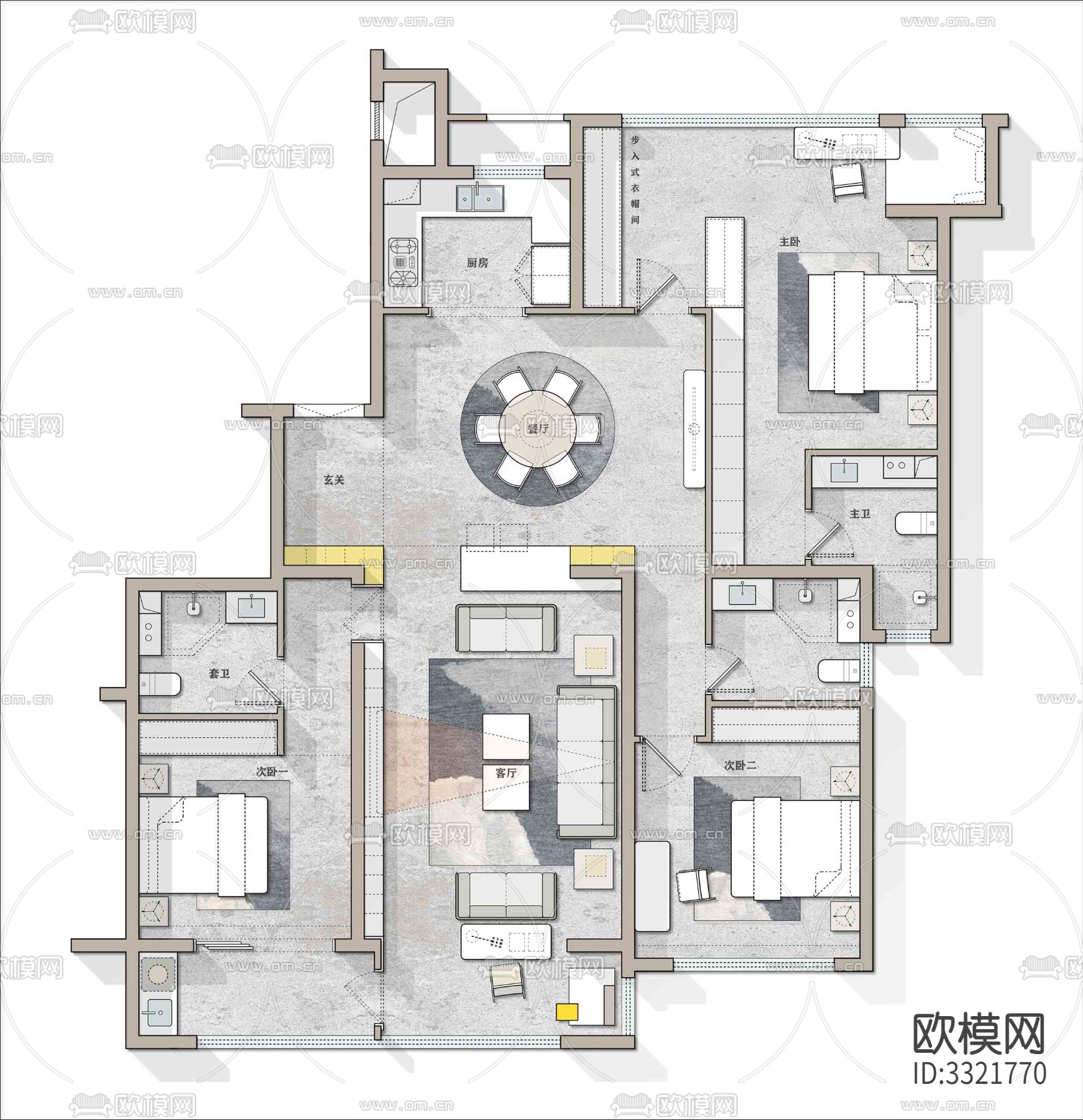 家装装修样板间CAD平面图下载