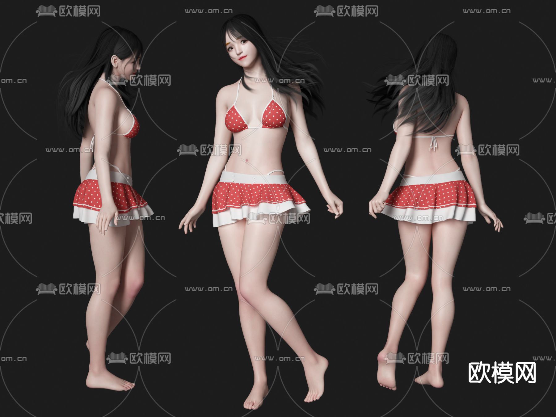 泳装美女 比基尼人物3d模型下载