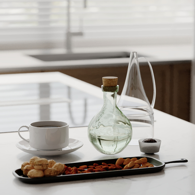  酒杯 咖啡杯 干果盘su模型 