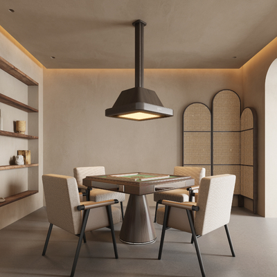  侘寂风棋牌室 麻将房su模型 