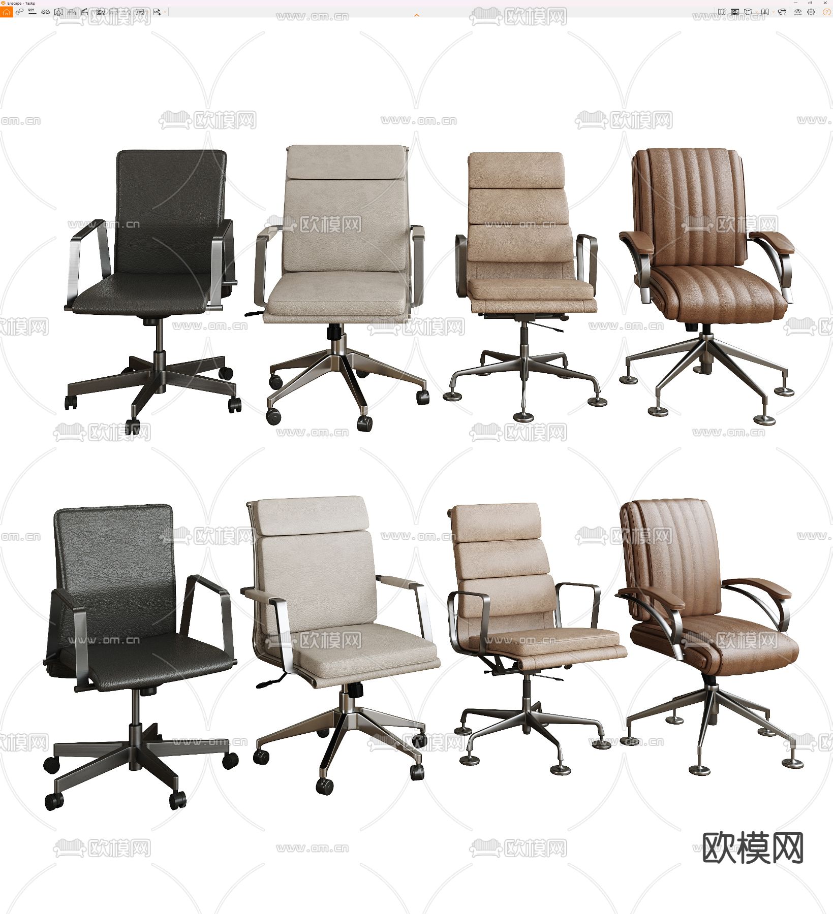 办公椅 会议椅 职员椅 转椅su模型下载（渲染图3）