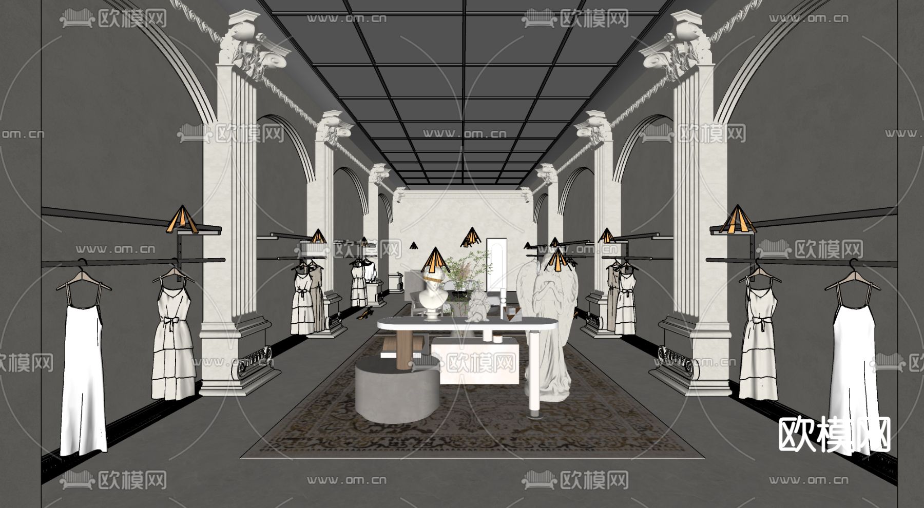 欧式服装店su模型下载（渲染图1）