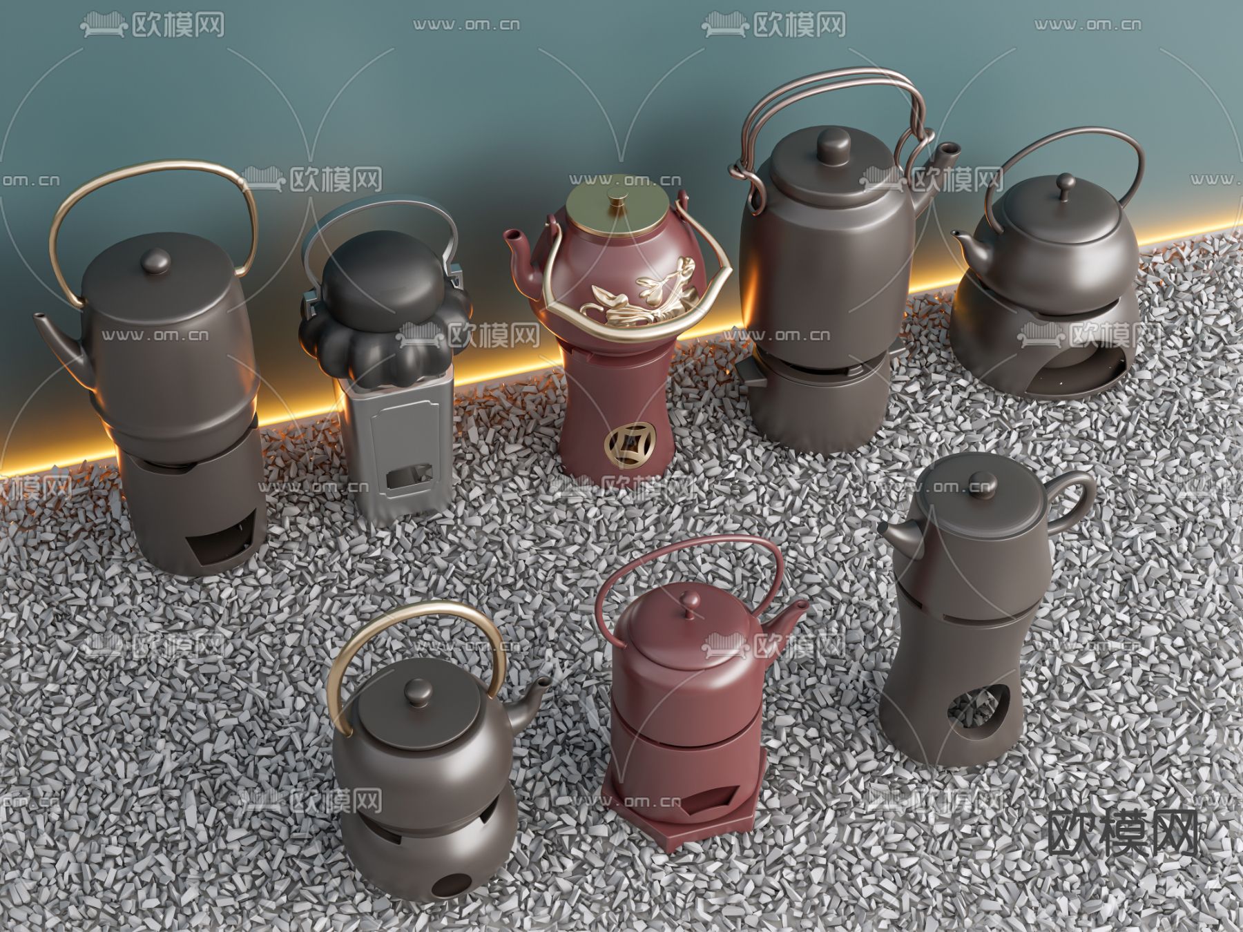 茶具 茶壶 围炉煮茶su模型下载（渲染图2）