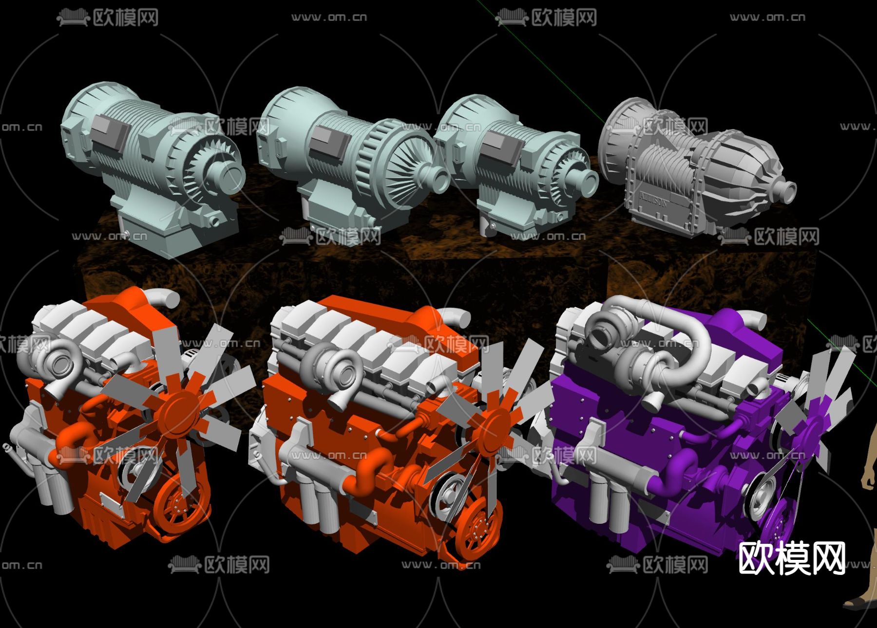 涡轮增压发动机su模型下载（渲染图5）