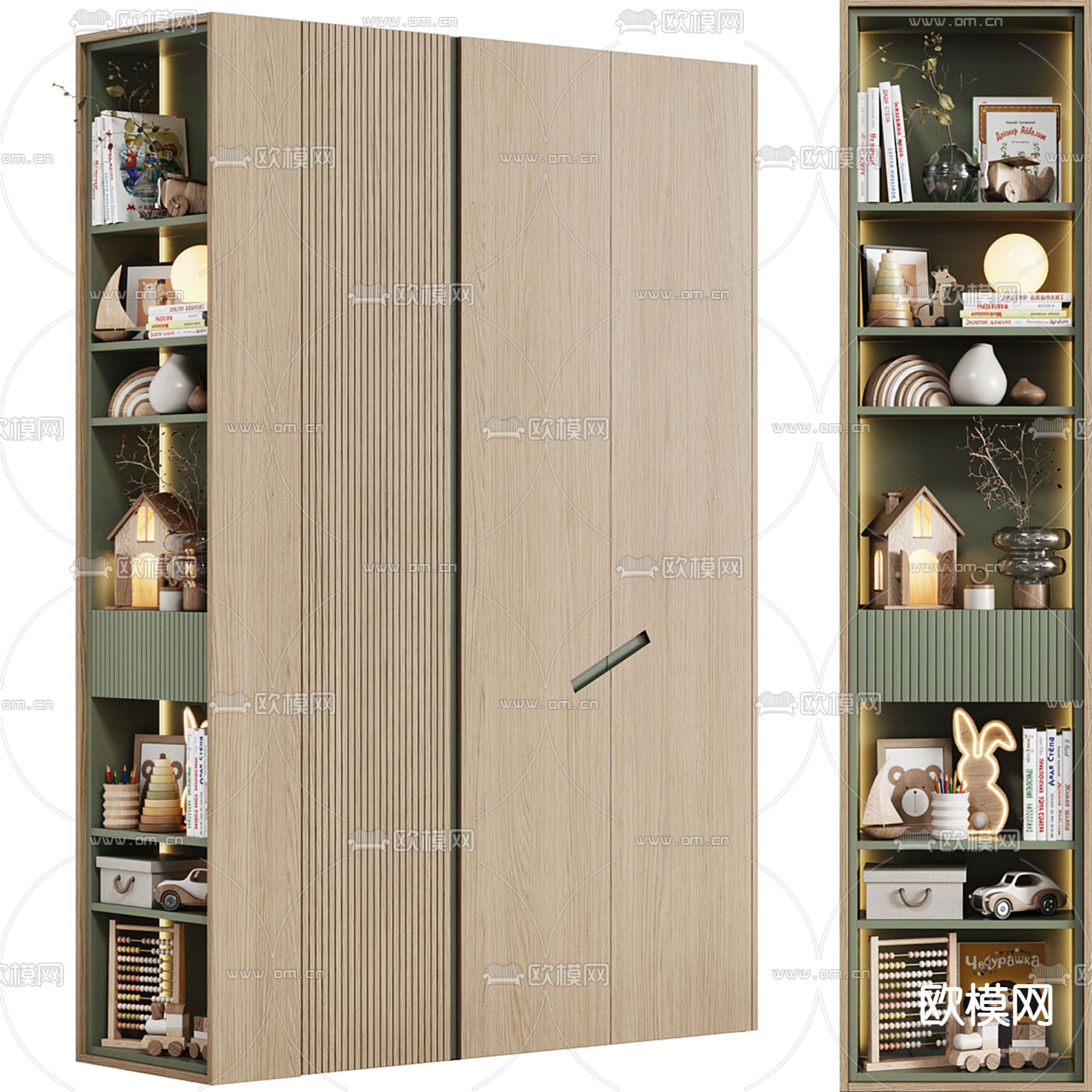 儿童玩具柜 收藏柜3d模型下载（渲染图1）