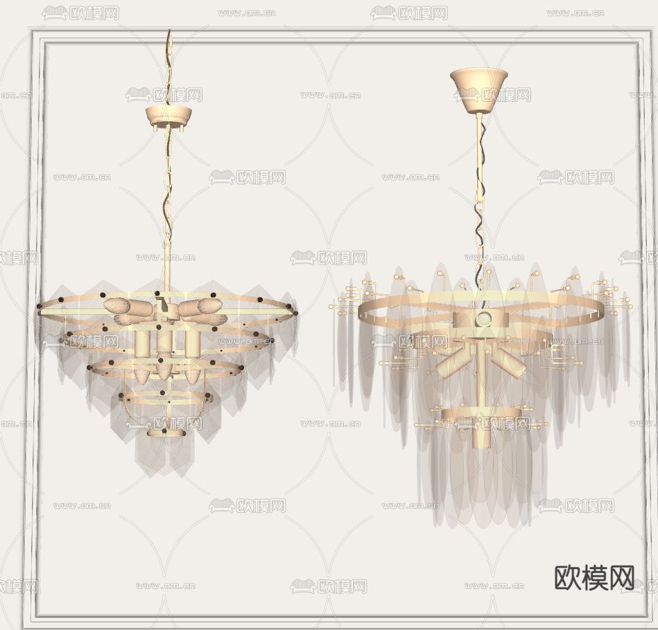 轻奢吊灯 水晶吊灯su模型下载（渲染图1）