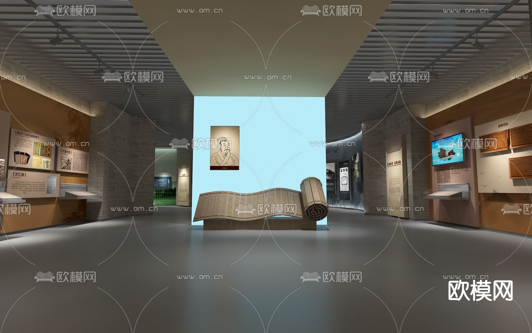 新中式 历史博物馆su模型下载（渲染图4）