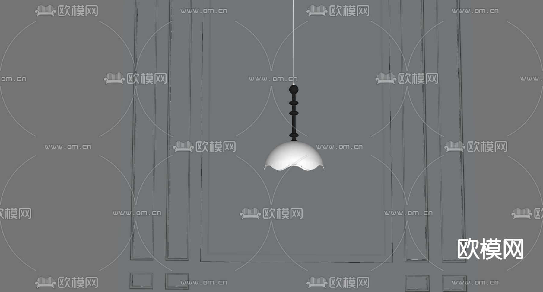 奶油风蛋壳吊灯su模型下载（渲染图1）