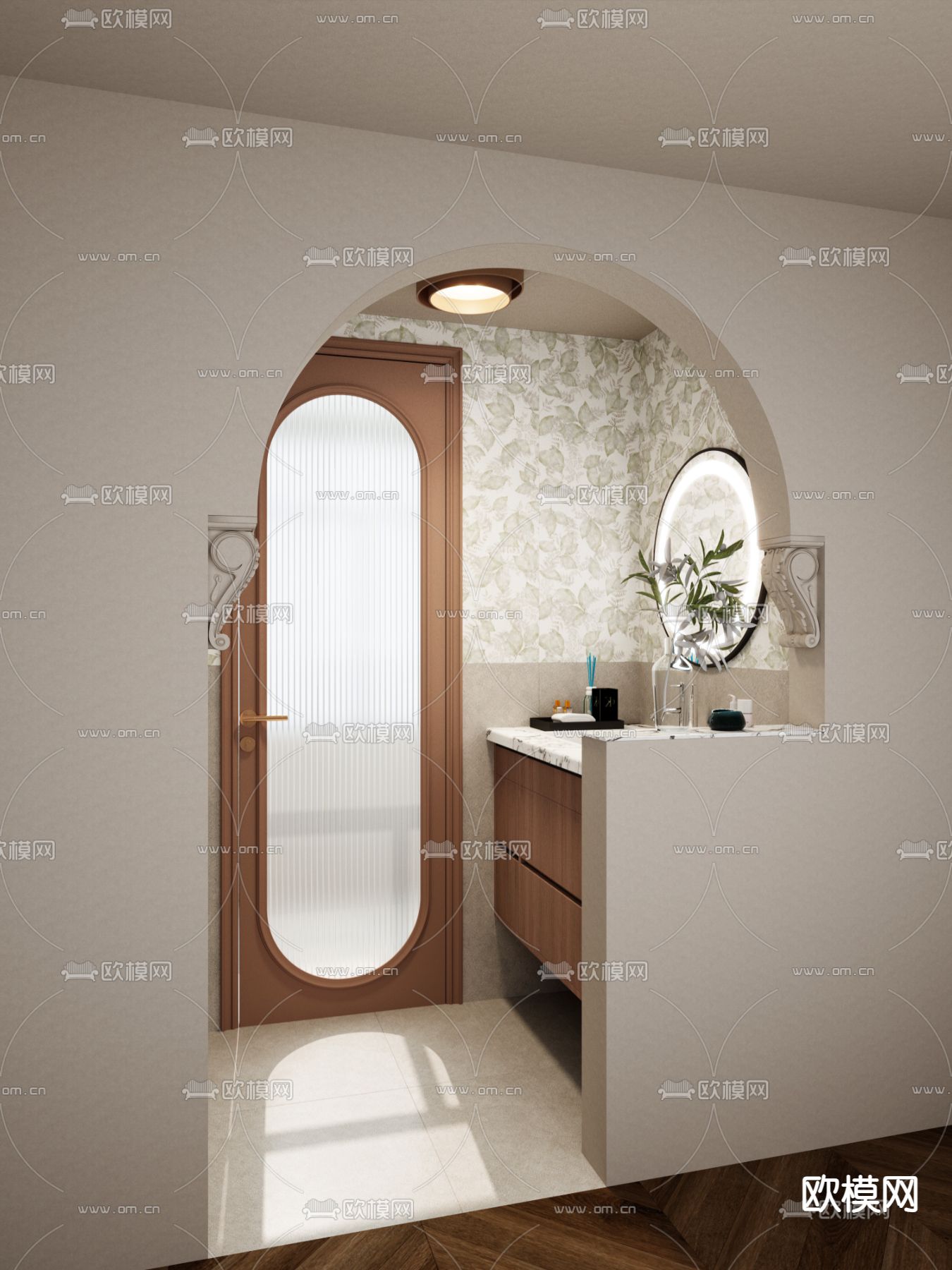 法式干区 洗手台su模型下载（渲染图1）