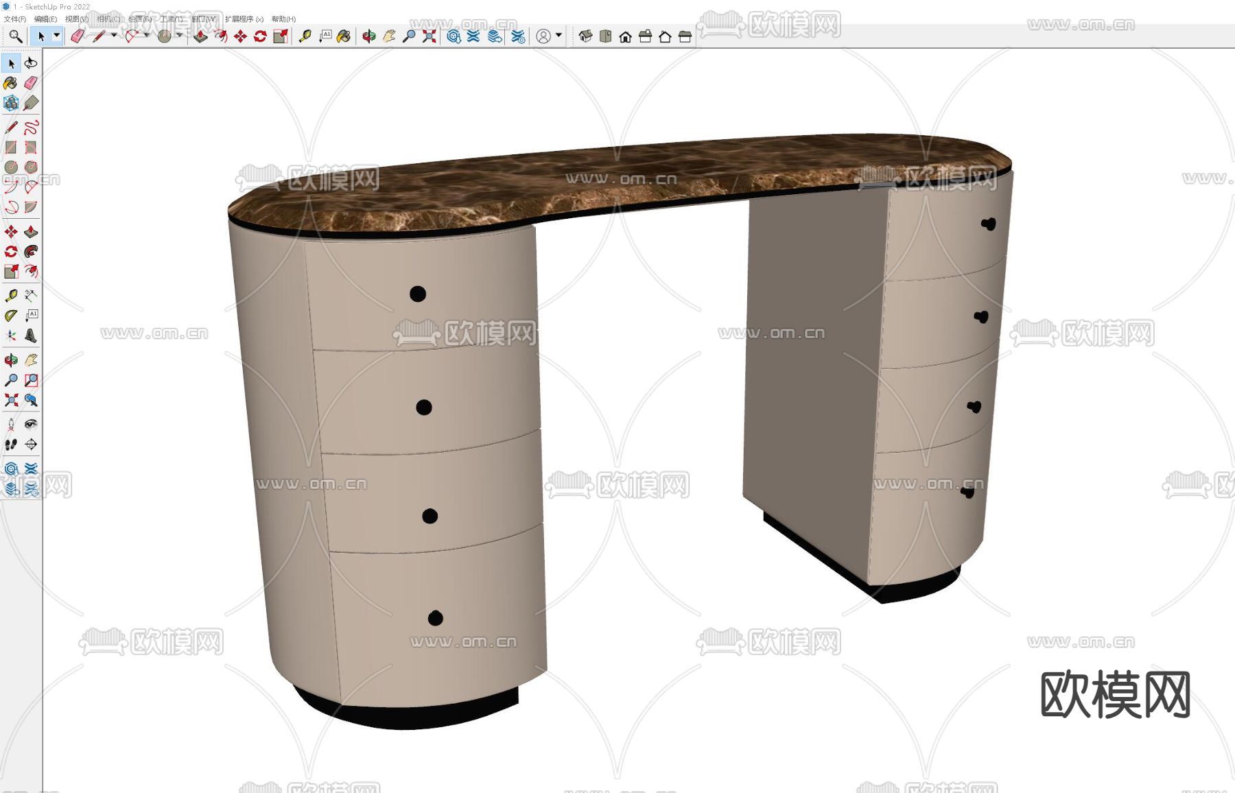 美式梳妆台 化妆桌su模型下载（渲染图1）