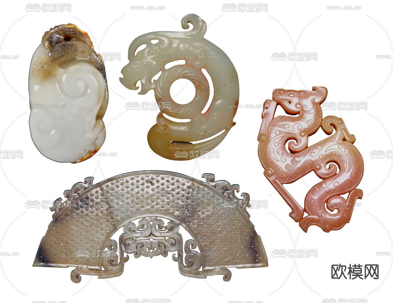 玉石 吊坠 项链 饰品 首饰 和田玉su模型下载（渲染图1）