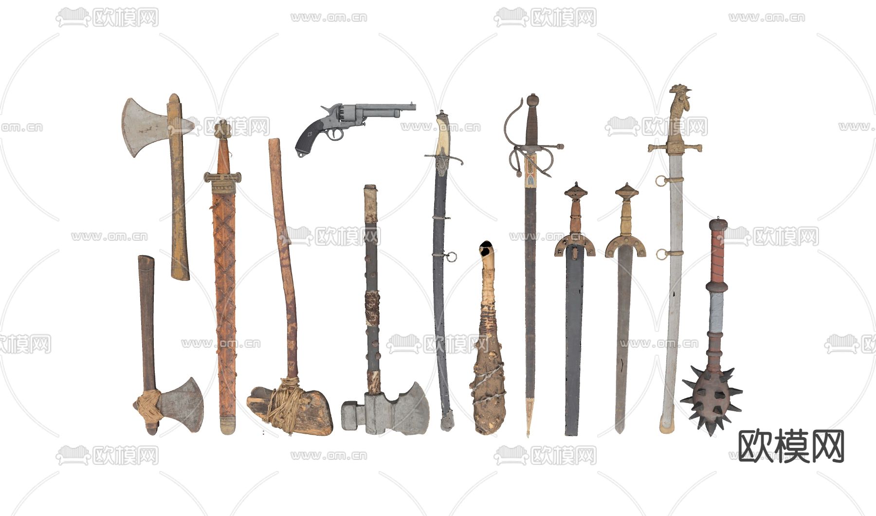 斧头 剑 武器su模型下载（渲染图1）