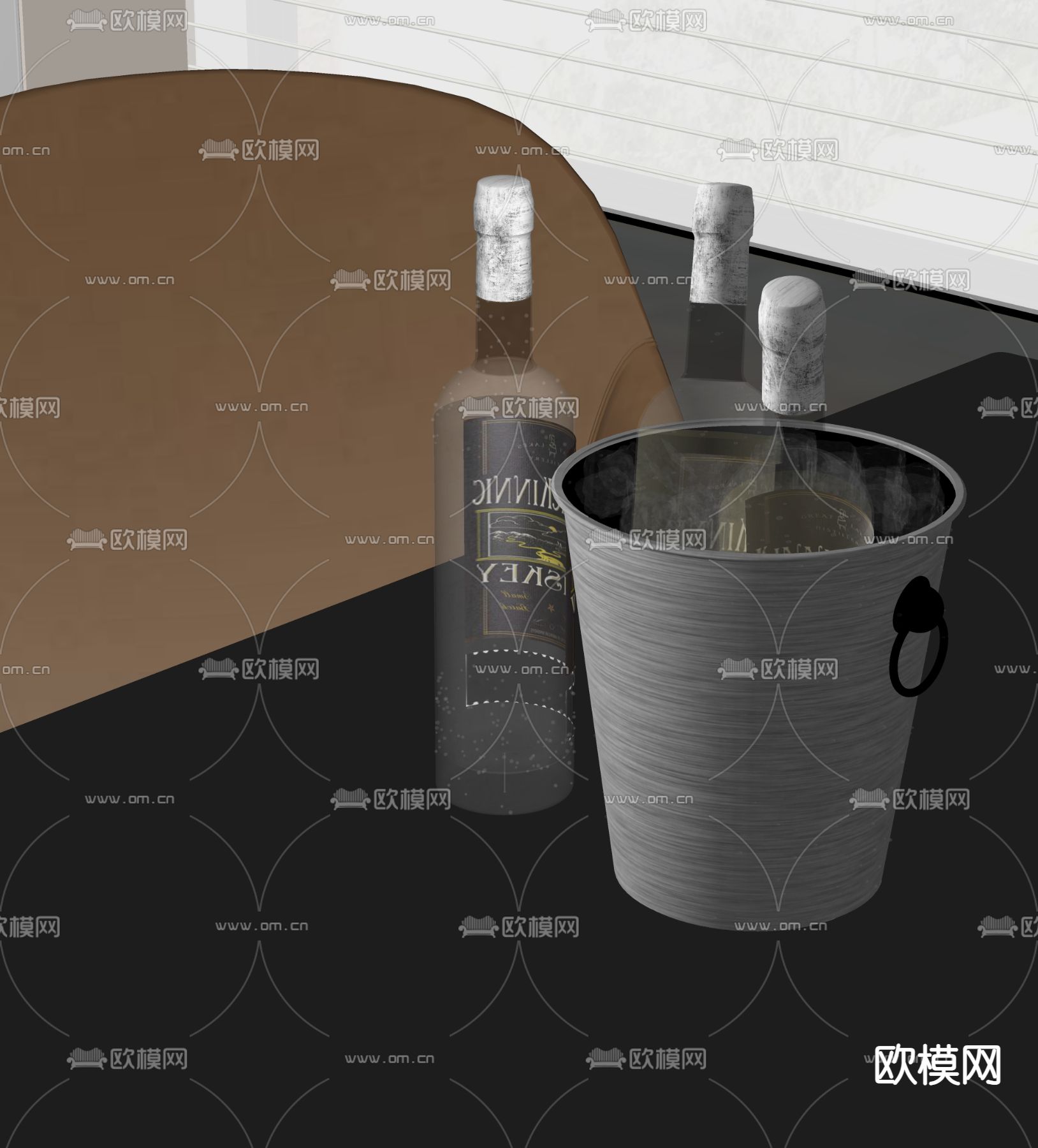 红酒 冰块 酒瓶su模型下载（渲染图1）