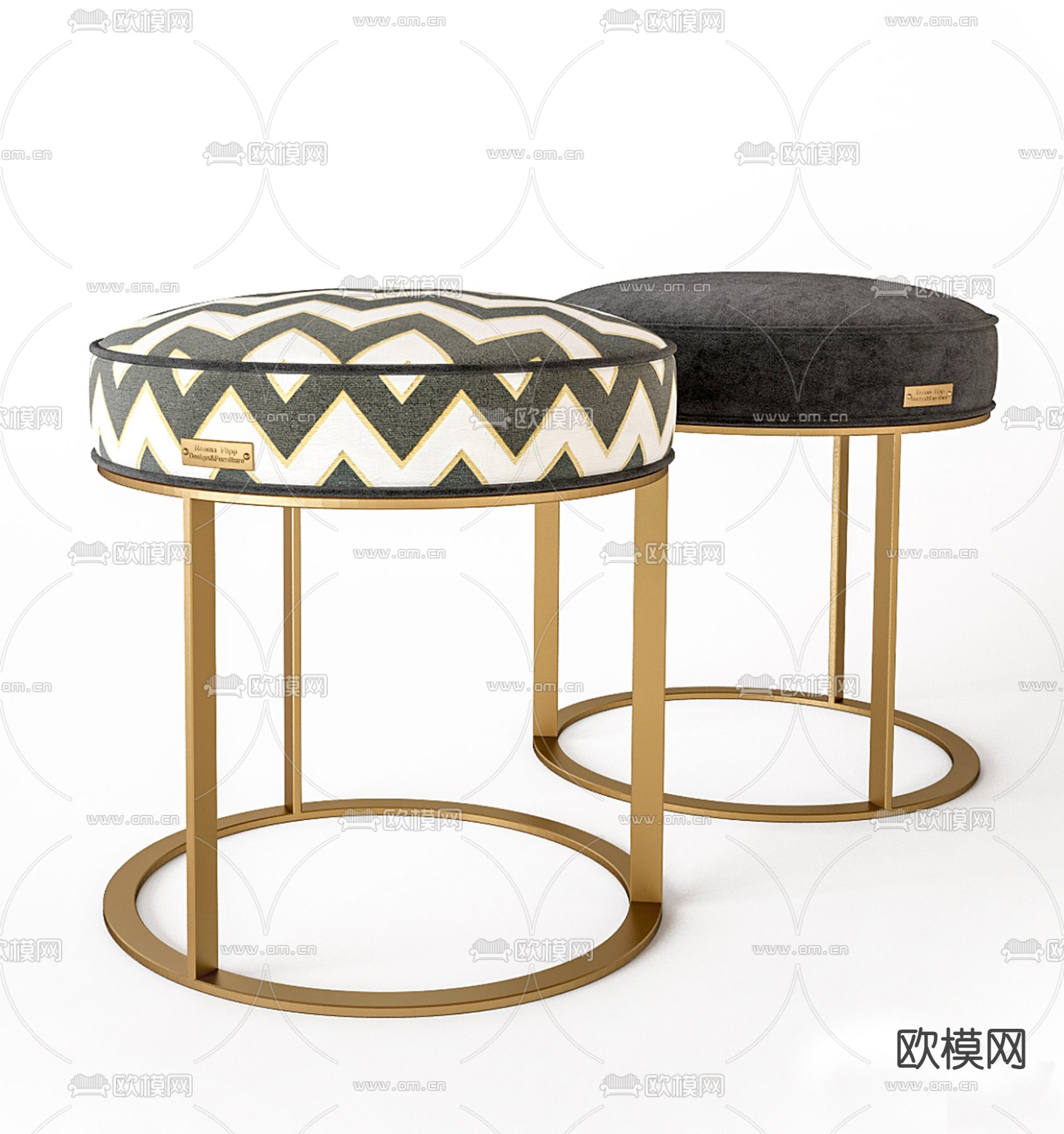 Poof Flipp Rooma 轻奢凳子 矮凳 圆凳3d模型下载