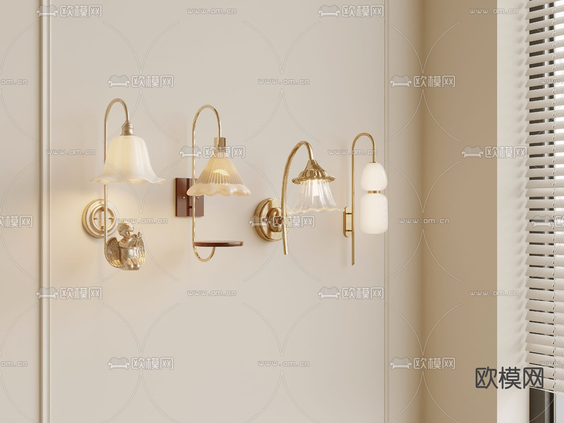轻奢壁灯3d模型下载