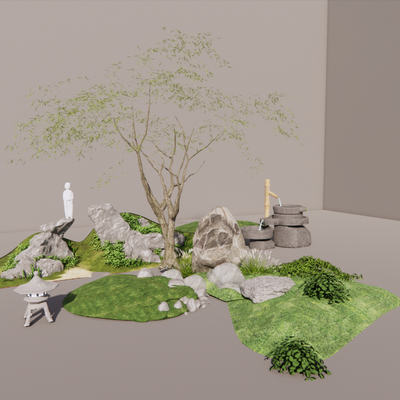  微地形 枯山水 植物堆su模型 