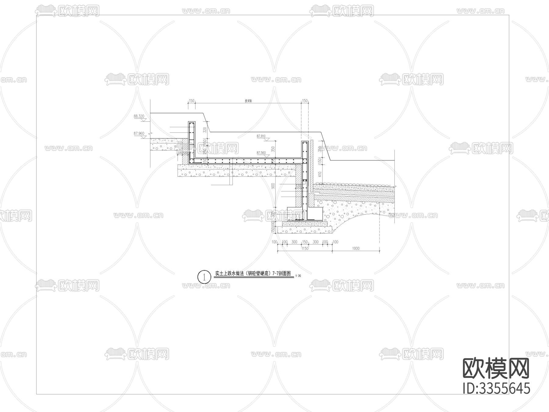人工湖结构做法详图cad大样图下载