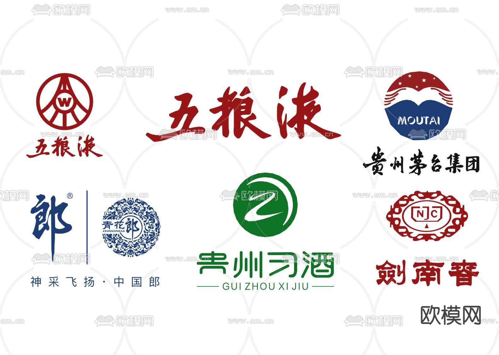 白酒LOGO 标志 图标 剪影 茅台广告贴su模型下载（渲染图1）