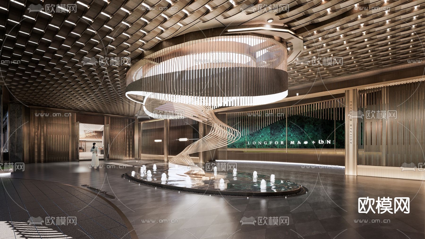 酒店大堂su模型下载（渲染图2）