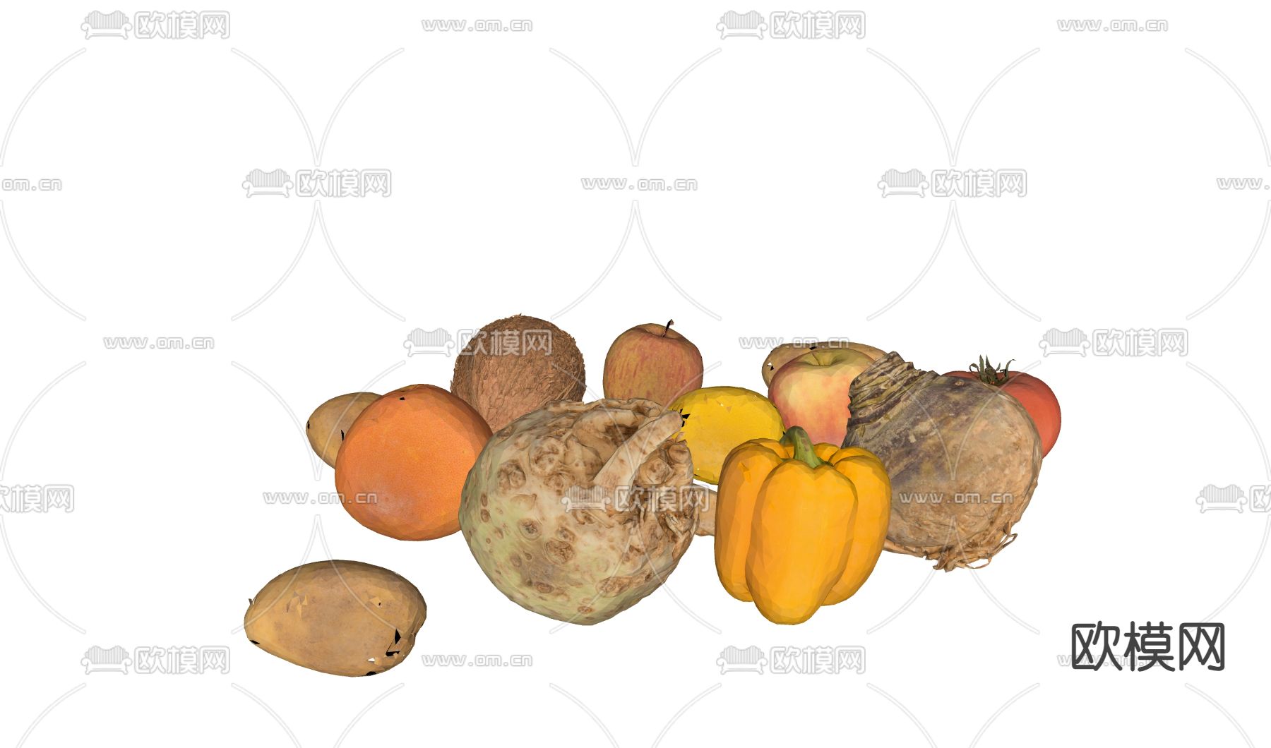水果 西红柿 土豆 胡萝卜su模型下载（渲染图1）