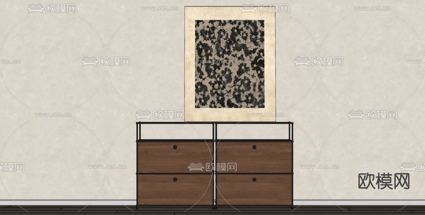 中古风装饰柜 储物柜su模型下载（渲染图1）