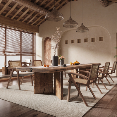  侘寂风民宿 餐厅su模型 