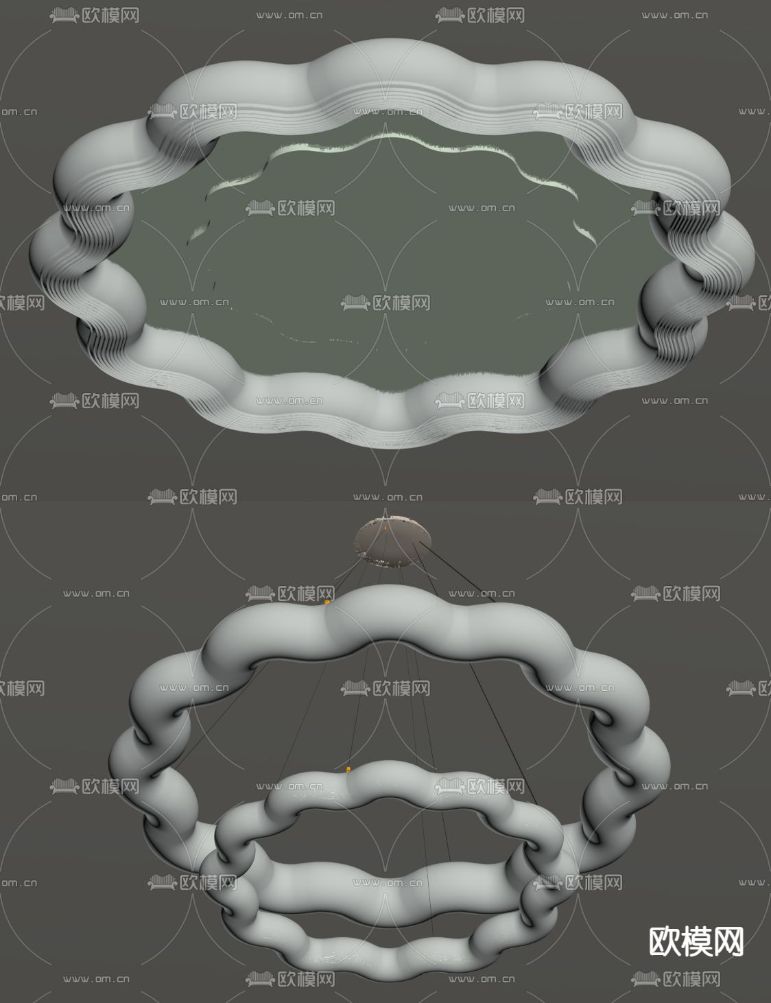 奶油风吸顶灯su模型下载（渲染图1）