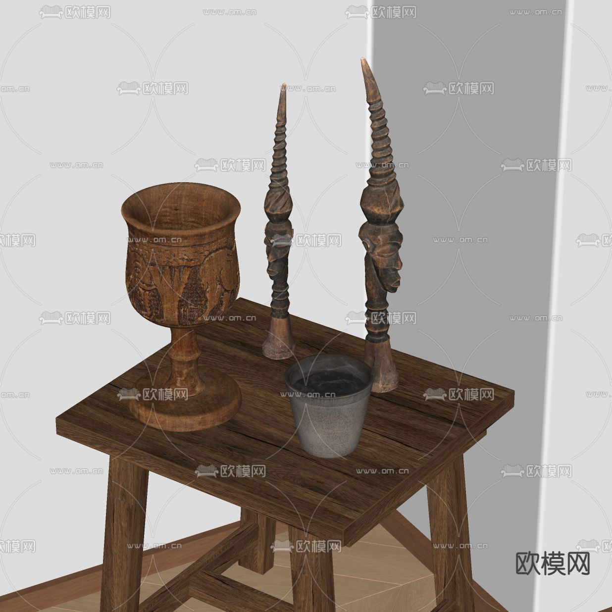 东南亚 陶罐器皿 雕塑 艺术品su模型下载（渲染图1）