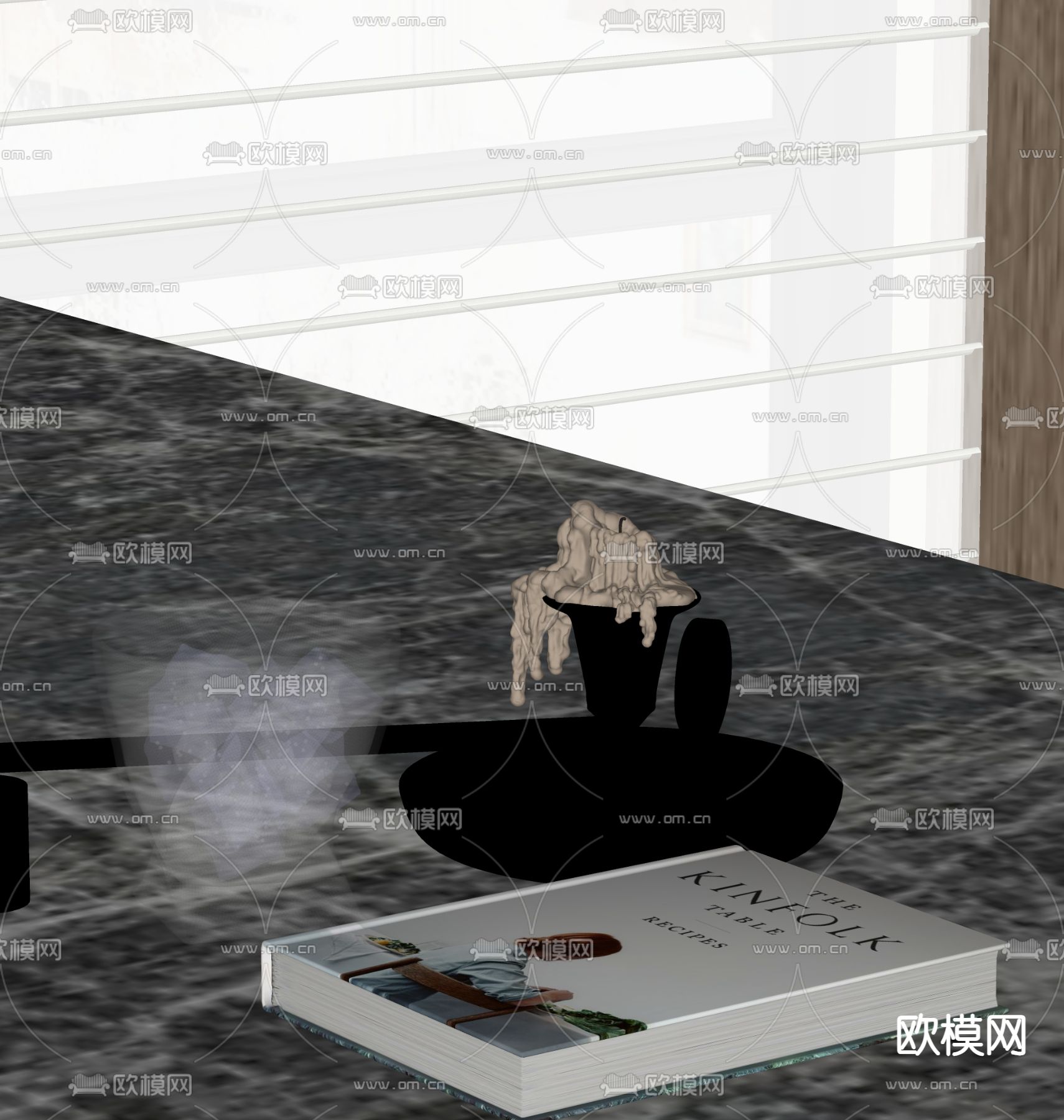 厨房用具 水杯 蜡烛台 蜡烛 书本 摆件 饮料su模型下载（渲染图1）