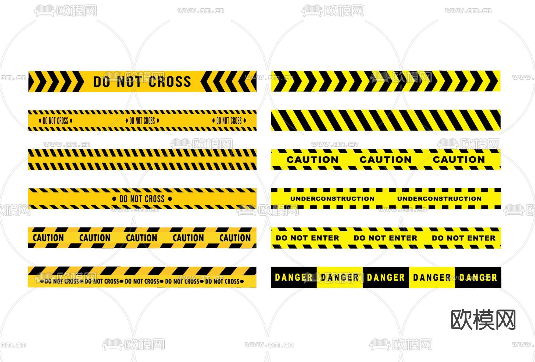 警示线 警戒线 标识 标线 安全线 路标su模型下载（渲染图1）
