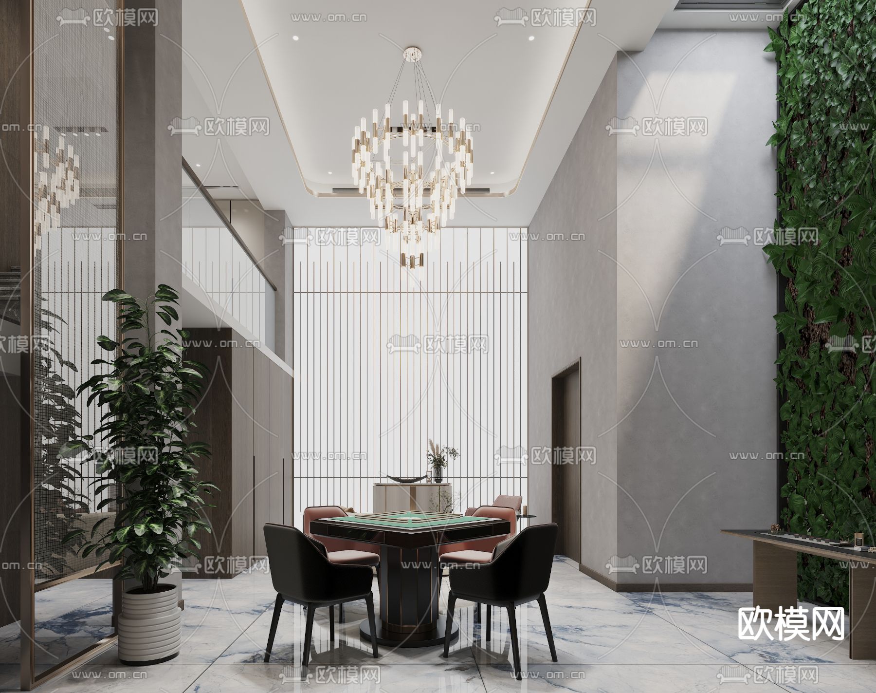 别墅客厅 别墅大堂3d模型下载（渲染图3）