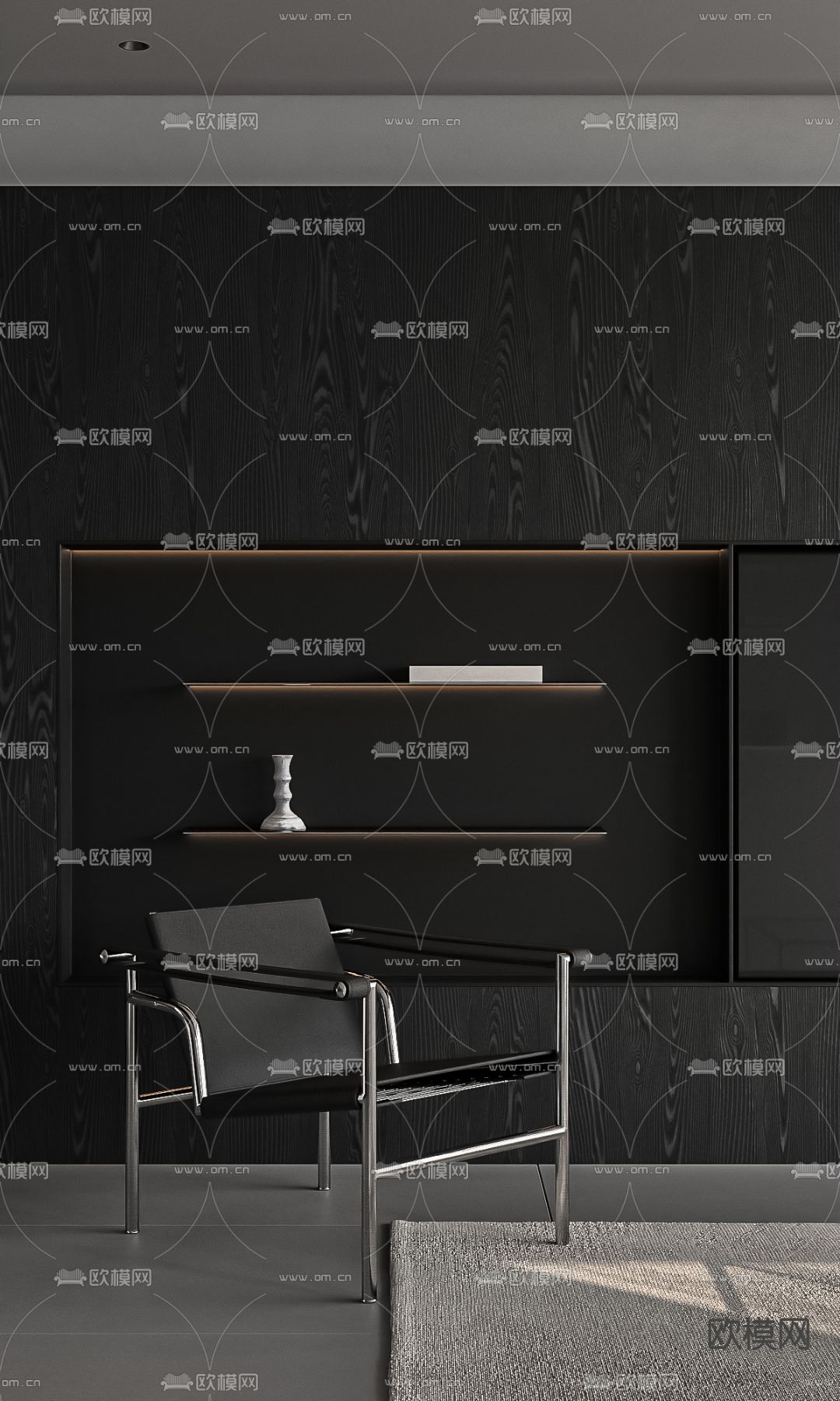 高级灰客餐厅su模型下载（渲染图6）