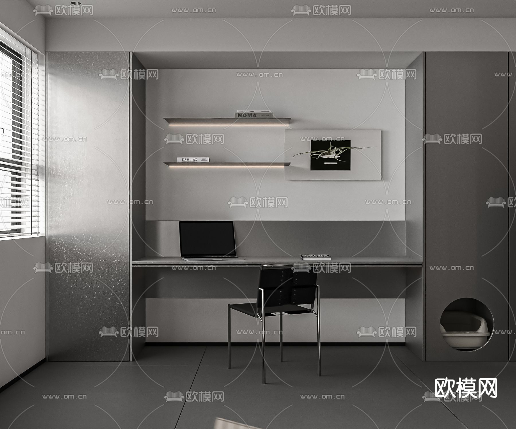 高级灰客餐厅su模型下载（渲染图10）