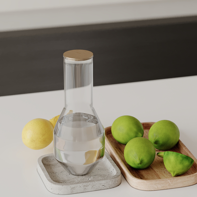  酒瓶 水果 果盘 柠檬su模型 