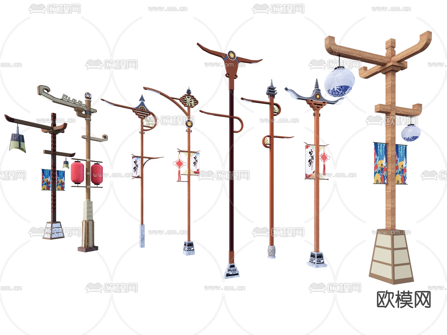 新中式路灯 秦风飞天路灯 唐朝路灯 少数民族路灯su模型下载（渲染图1）