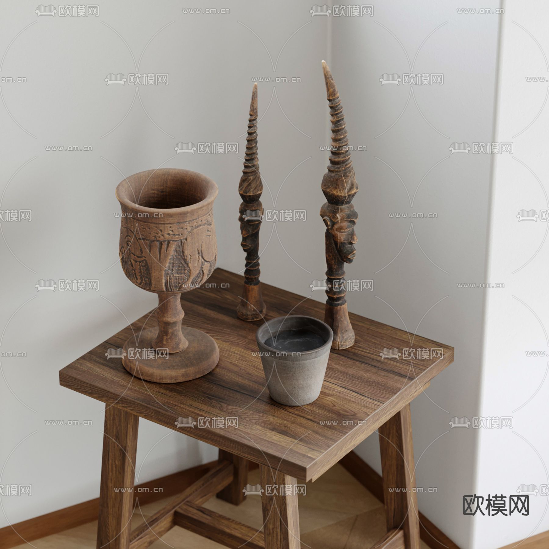 东南亚 陶罐器皿 雕塑 艺术品su模型下载（渲染图2）