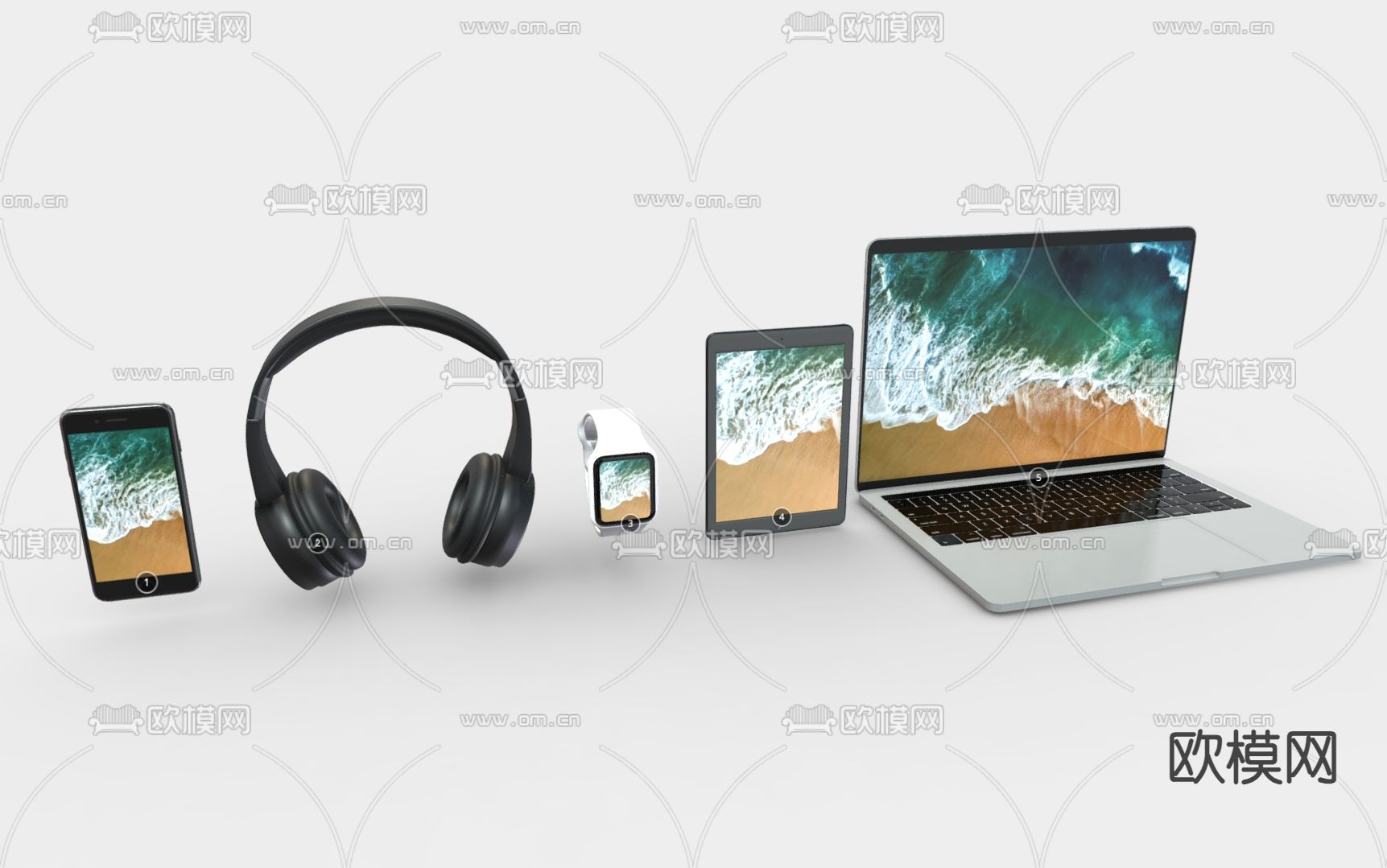 APPLE笔记本 平板 耳机 手机 智能手表su模型下载（渲染图2）