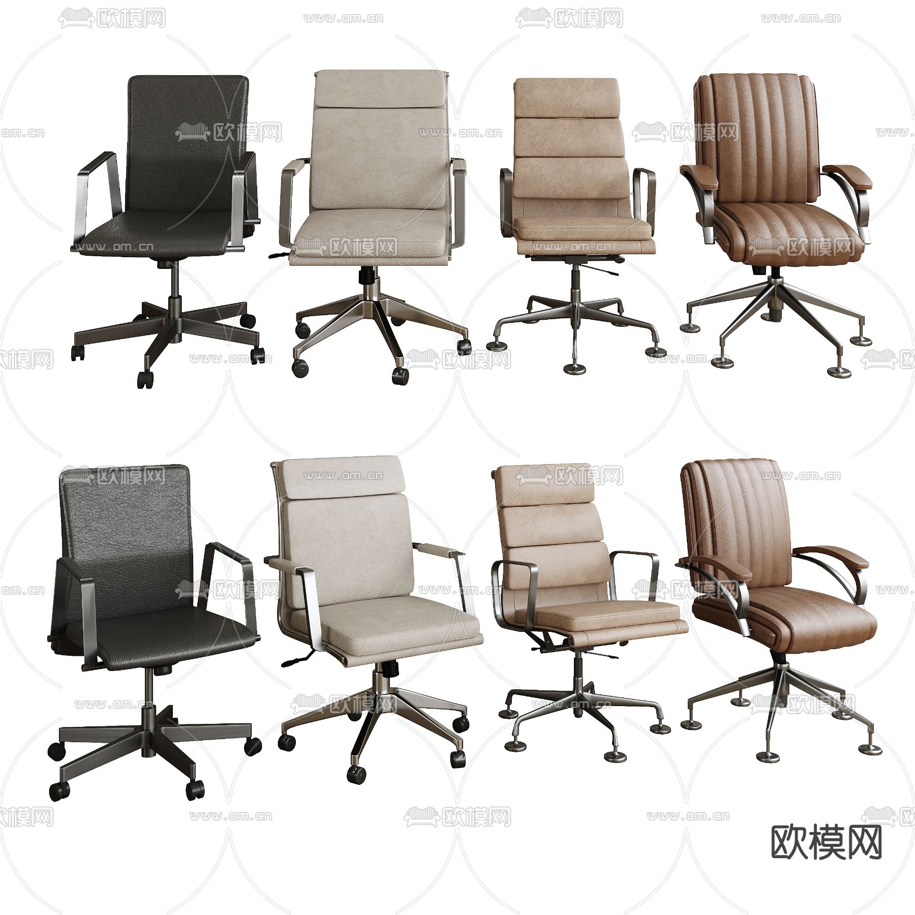 办公椅 会议椅 职员椅 转椅su模型下载（渲染图2）
