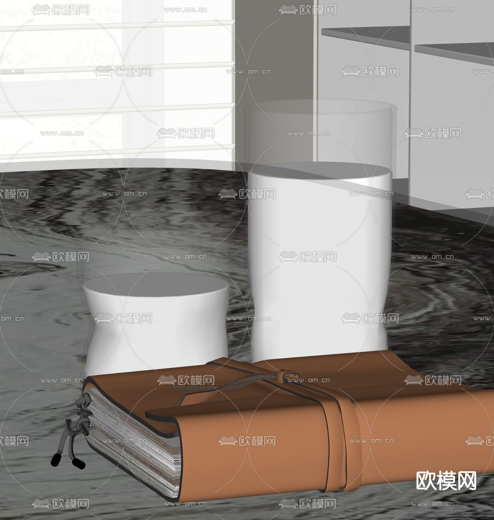 牛奶 书本 牛奶杯 水杯 笔记本su模型下载（渲染图1）