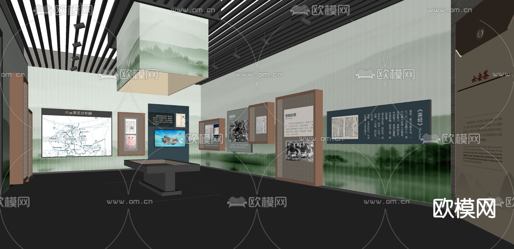 新中式 历史博物馆su模型下载（渲染图1）