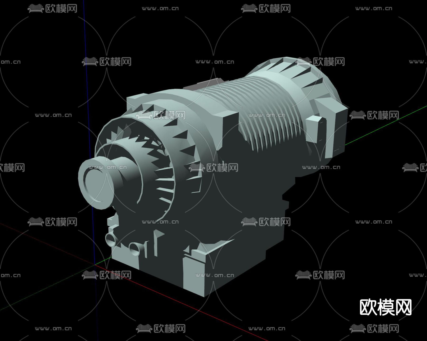 涡轮增压发动机su模型下载（渲染图3）