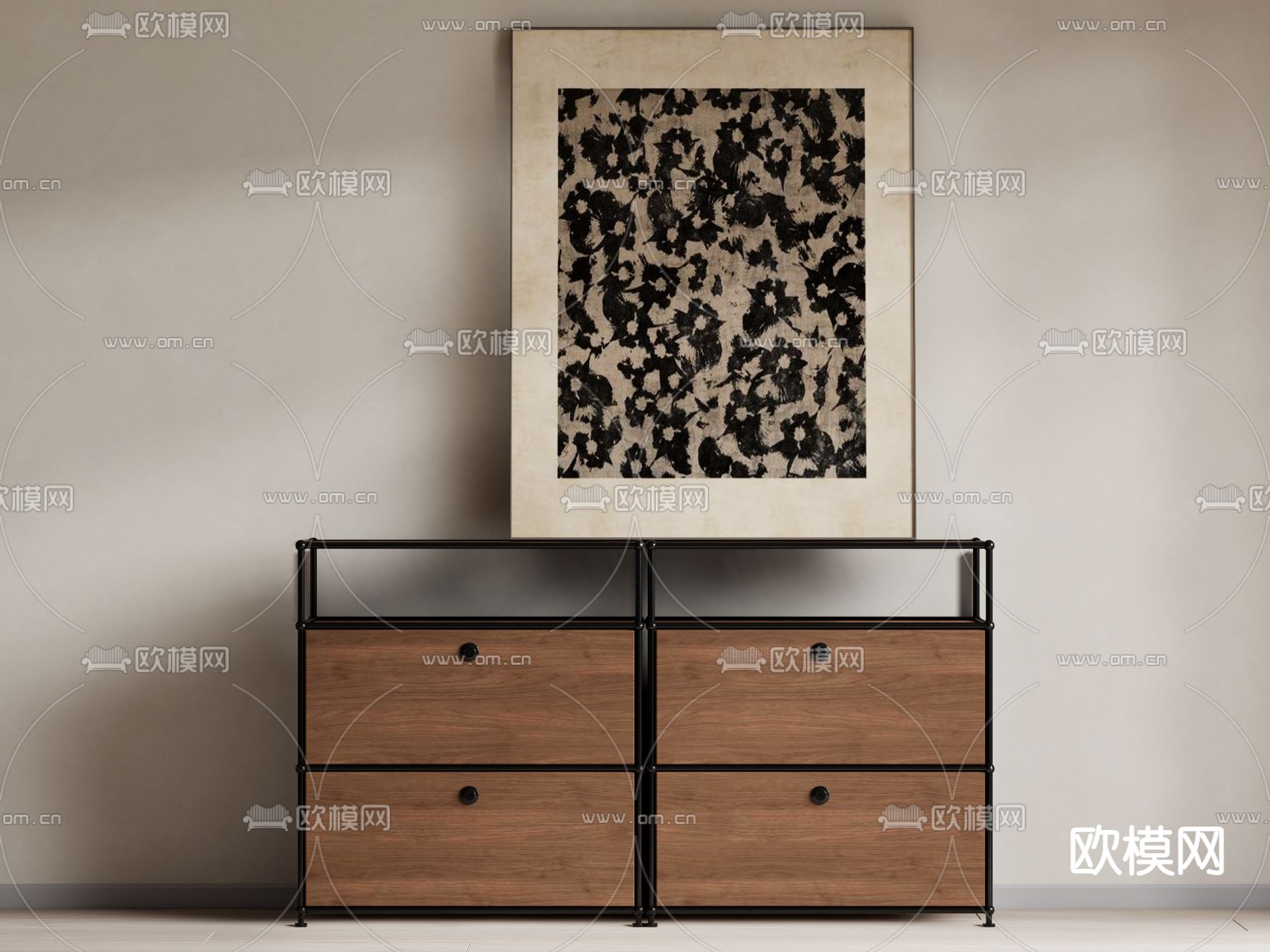 中古风装饰柜 储物柜su模型下载（渲染图2）