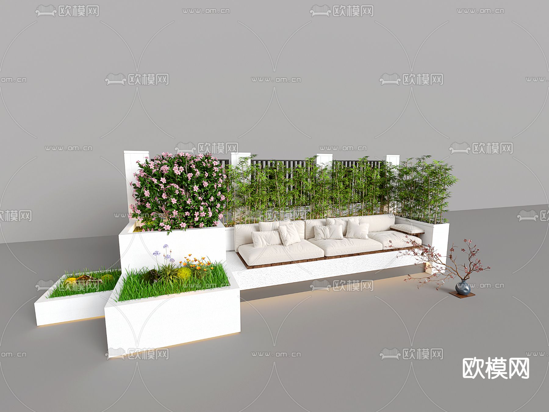 户外椅 树池椅su模型下载（渲染图2）