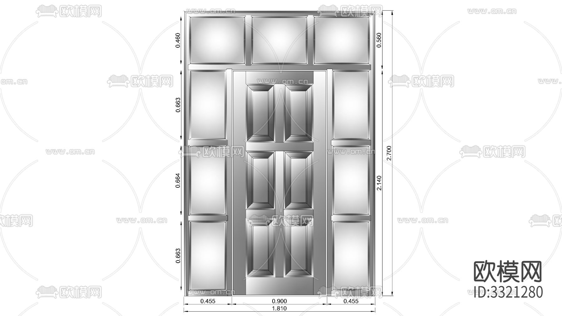 玻璃包边的入口门CAD平面图下载