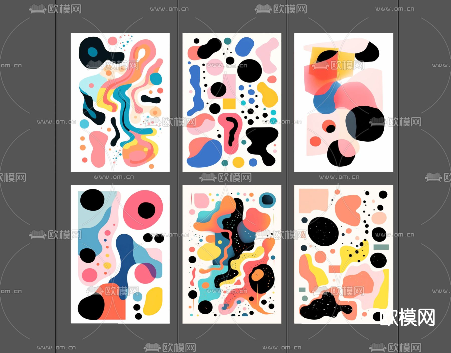 抽象挂画 装饰挂画 肌理挂画 创意挂画su模型下载（渲染图2）