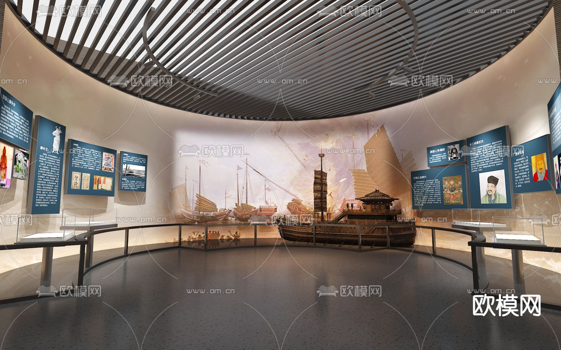 新中式 名人博物馆su模型下载（渲染图2）