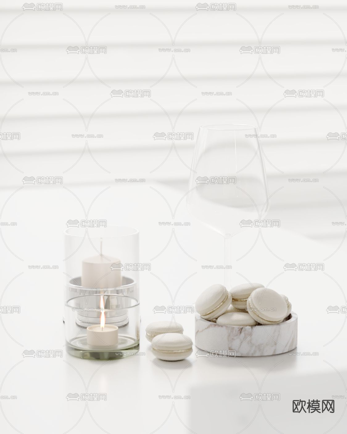 甜点 马卡龙 水杯3d模型下载